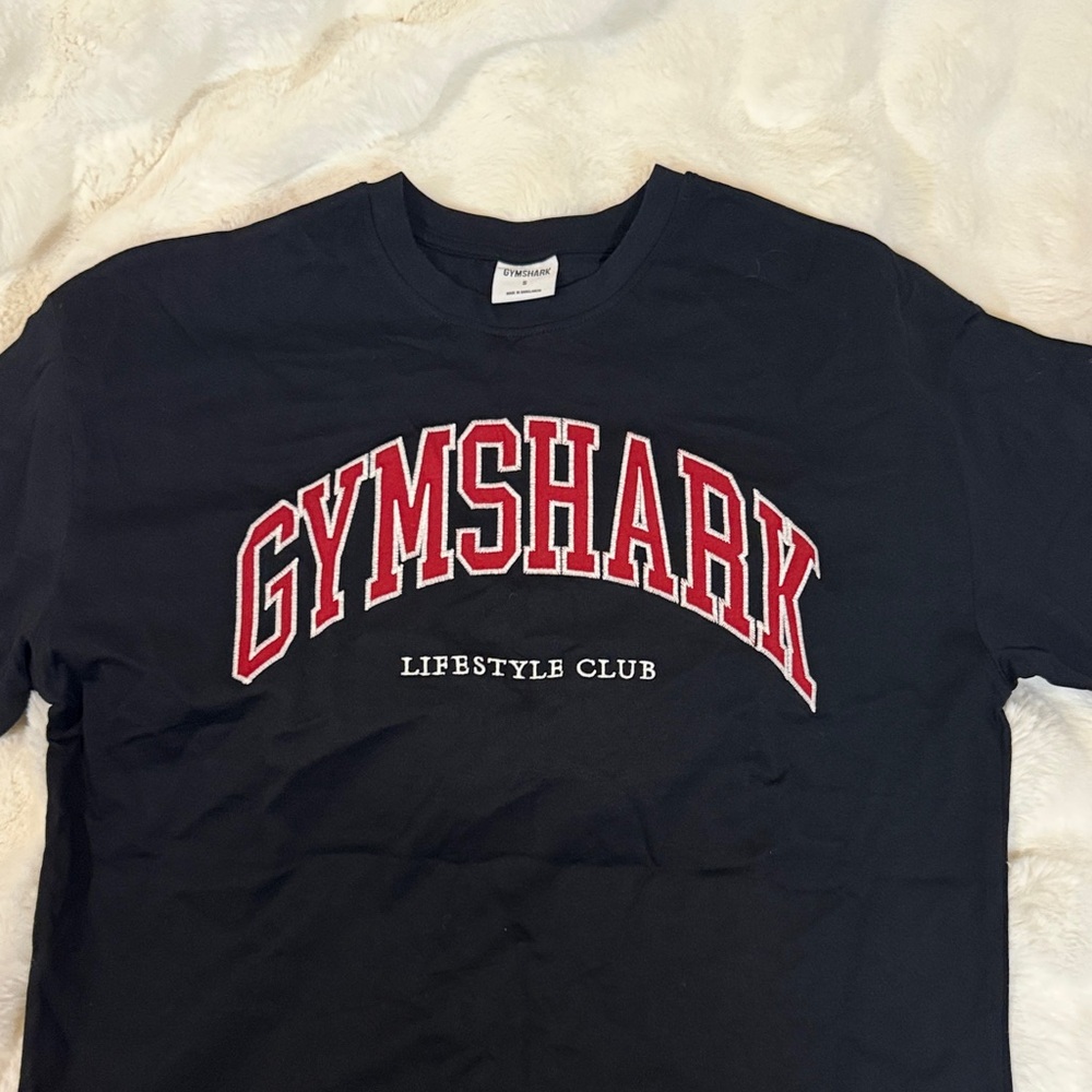 Gymshark Men's Navy Tee with Red Logo